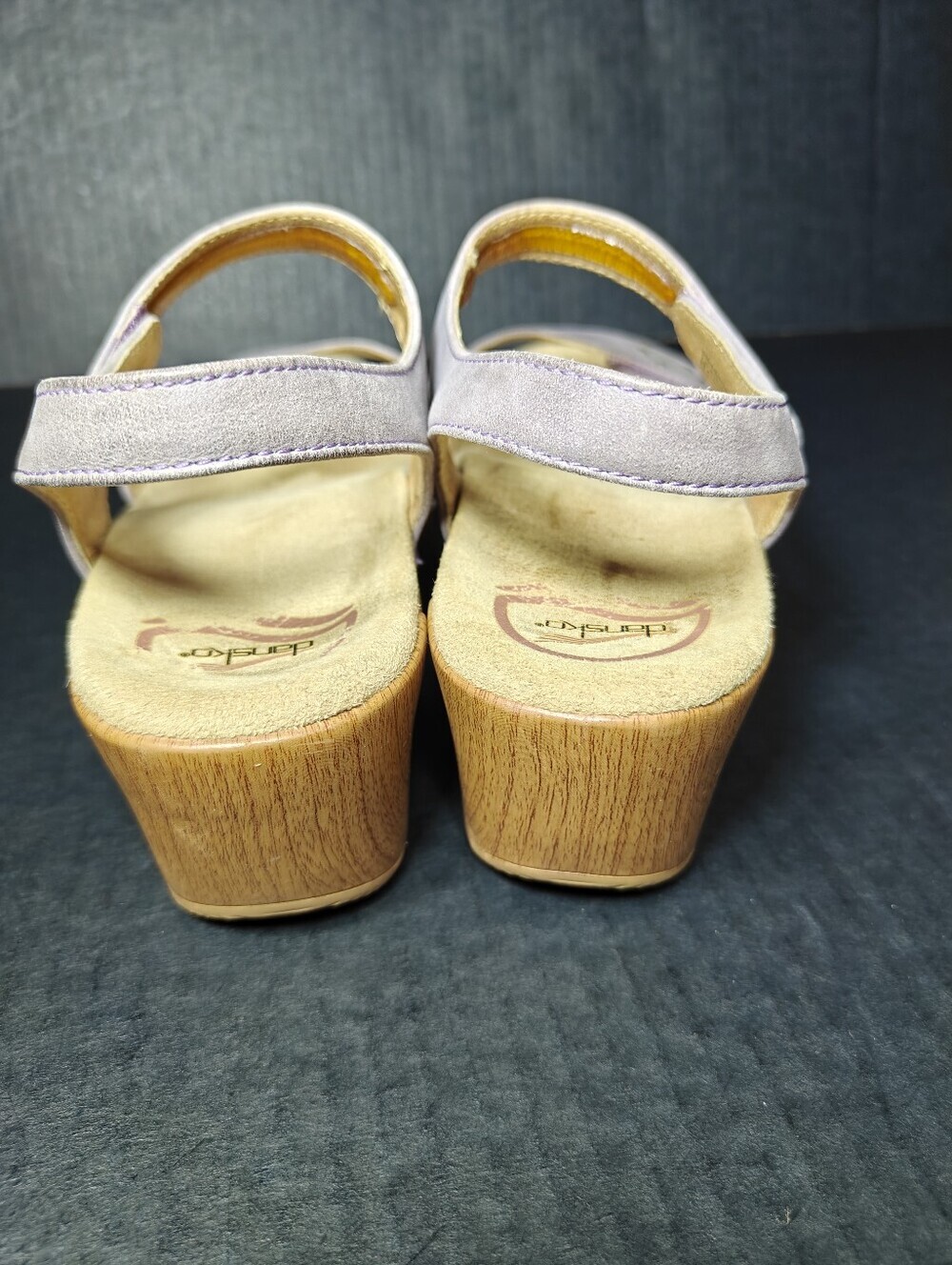 Dansko Double Leather Studded Strap Lavender Wedge Sandals Women's Shoes 8.5-9 - Picture 9 of 11